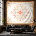 thumbnail image 6 of Symmetrical Floral Mandala on Cream Background, Serene Folk Art for Nature Art Lovers, Botanical Wall Decor, Housewarming Gift, Tapestry Wall Hanging for Bedroom and Living Room, 6 of 7