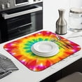 thumbnail image 3 of Rainbow Tie Dye Mandala Pattern Dish Drying Mat for Kitchen 1 Pack, Ultra Absorbent Microfiber Dishes Drainer Mats,16"x18", 3 of 6