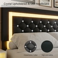 thumbnail image 3 of 4 EVER WINNER Full Size Floating Bed Frame with LED Lights, Upholstered Platform Bed Frame with Diamond Tufted Headboard, Black Full Size LED Bed Frame, Black, 3 of 8