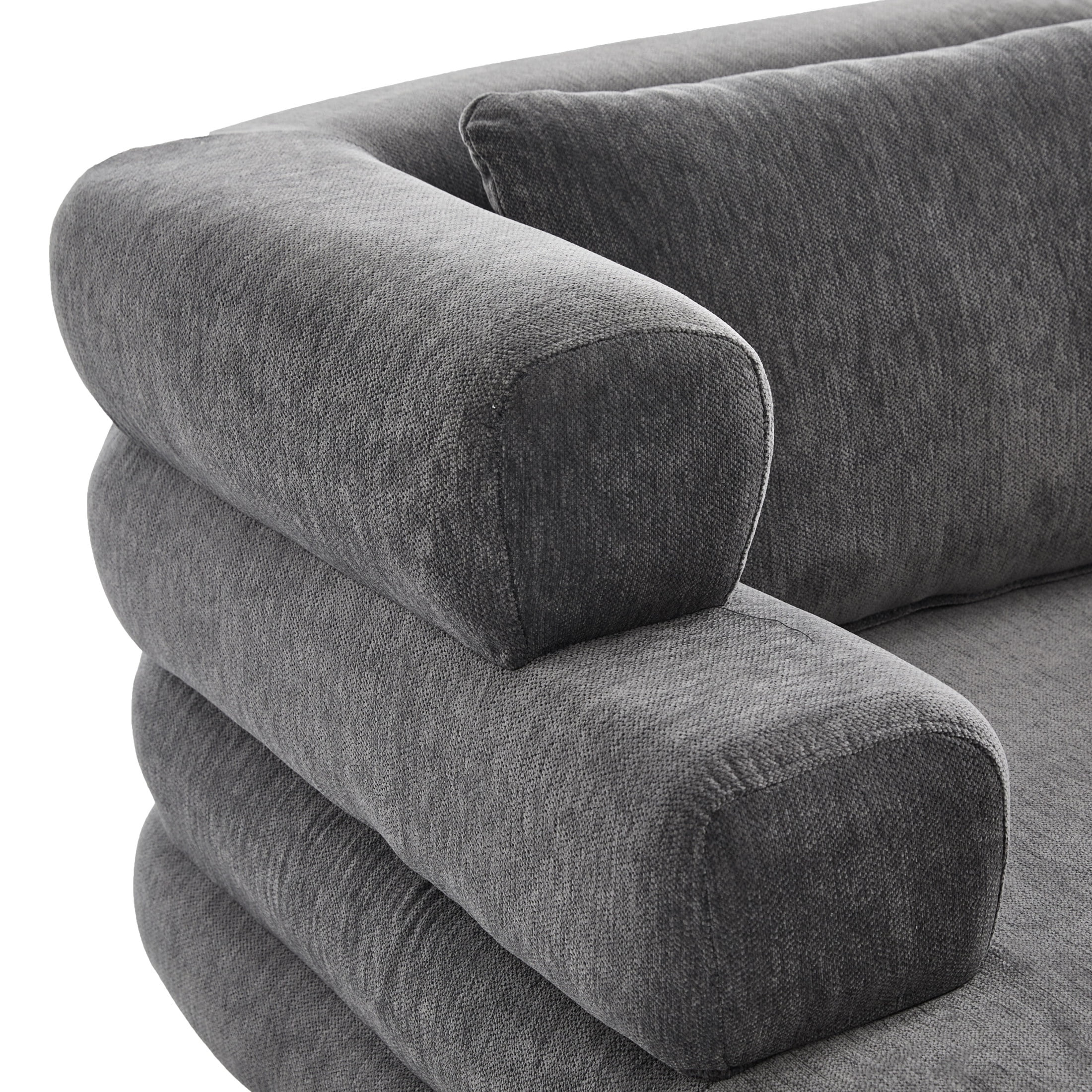 Christopher Knight Home 52.4" Oversized Chenille Chaise Lounge, Modern Sofa Bed with Layered Armrests, Gray