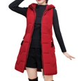 thumbnail image 1 of Gibobby Abrigos largos de invierno, Chaleco largo de invierno para mujer, sin mangas, chamarra cálido con bolsillos, chaleco acolchado, chamarra casual para mujer(Rojo,XG), 1 of 5