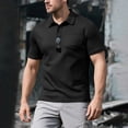 thumbnail image 2 of LTTVQM Men's Polo Shirts Short Sleeve 2026 Summer Loose Fit Casual Work Golf Shirts Lightweight Collared T-Shirts with Pocket Black L, 2 of 5