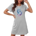 thumbnail image 4 of Mrat Jupe de Pyjama en Coton Robe pour Femme Vêtement de Nuit Manches Courtes Chemise de Nuit Décontractée Imprimée Robe de Sommeil Ample Confortable Nuisette S-92 Gris m, 4 of 7