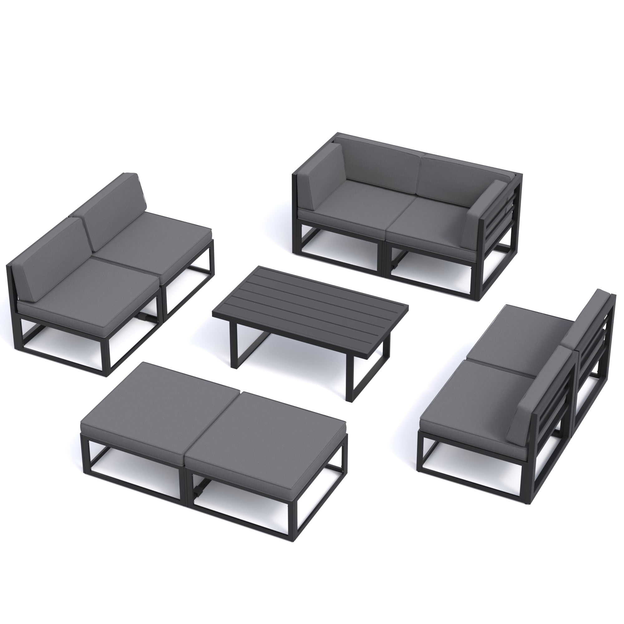 MRUAKA Aluminum Patio Furniture Set, 7 Pcs Metal Modern Outdoor Sofa Sets, Outdoor Sectional Patio Conversation Set with Coffee Table for Backyard, Poolside, White (Included Waterproof Covers)