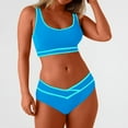 thumbnail image 6 of Atogsazn Women's High Waisted Bikini Sets Sporty Two Piece Swimsuits Color Block Cheeky High Cut Bathing Suits 01-Sky Blue XL, 6 of 7