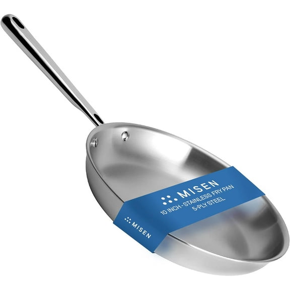 Misen 5-Ply Stainless Steel 10" Frying Pan - Professional Cookware for Induction, Gas and Electric - Dishwasher Safe, Oven Safe to 800°F - Durable, Versatile, Even Heating