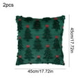 thumbnail image 3 of EazyTech Soft Faux Fur Green Christmas Tree Pillow Covers 18x18 Inch Set of 2, Plush Red Bow Design Holiday Decor for Sofa Living Room​​, 3 of 5