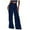 Blue, variant on Women's Solid Tone Suede Button Front Straight Wide Leg Trousers for Autumn Winter Elegant Commuting Casual Wear Elastic High Waisted Straight Leg Pull On Trousers