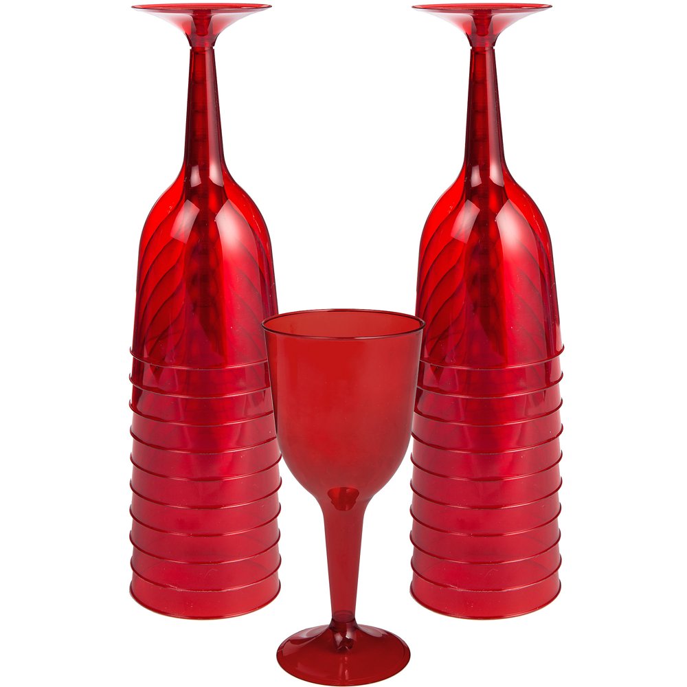 Amscan 350101.40 Plastic Wine Glass partyplates 10 ounces Red