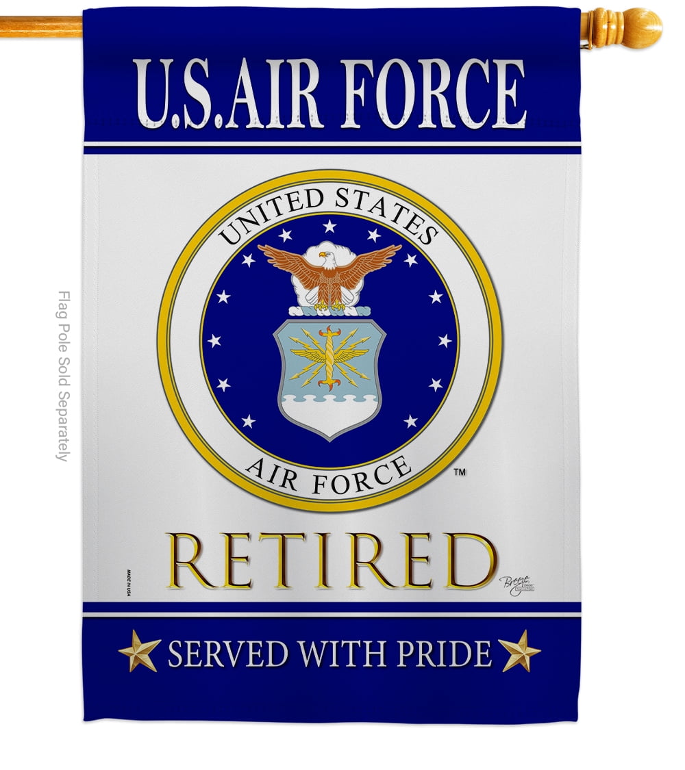 5' Wood Flag Pole Kit Bracket With 3x5 Air Force Wings Served With Pride Flag 