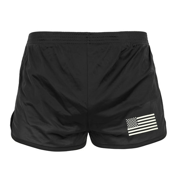 Rothco 20224 US Flag Ranger Physical Training Shorts, Black - Medium