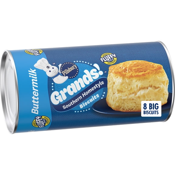 Pillsbury Grands Southern Homestyle Buttermilk Refrigerated Biscuit Dough, 8 Count, 16.3 oz