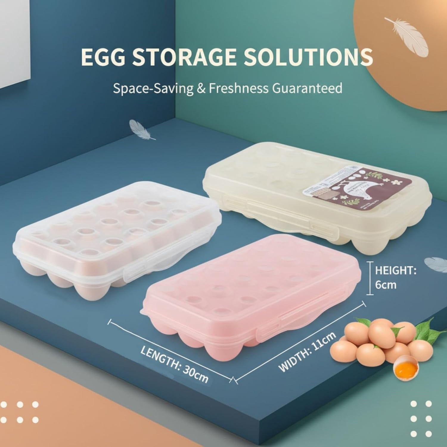 Deviled Egg Containers with Lid, Egg Holder for Fridge, Eggs 18 Count Stackable Storage Container, Transparent Kitchen Eggs Keeper