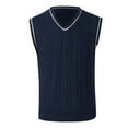 thumbnail image 3 of ameIAEA Men's Winter Sweater Vest V-Neck Sleeveless Knitted Pullover Color Block Waistcoat, 3 of 4