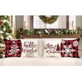thumbnail image 2 of Red Christmas Pillow Covers 18x18 Set of 4 Farmhouse Xmas Decorations Snowflake Hello Winter Holiday Decor Throw Cushion Case for Home Couch S24C17, 2 of 6