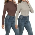 thumbnail image 2 of LWP 2 Pack Women's Ribbed Turtleneck Sweater Long Sleeve Stretchy Fall Winter Undershirts, 2 of 9