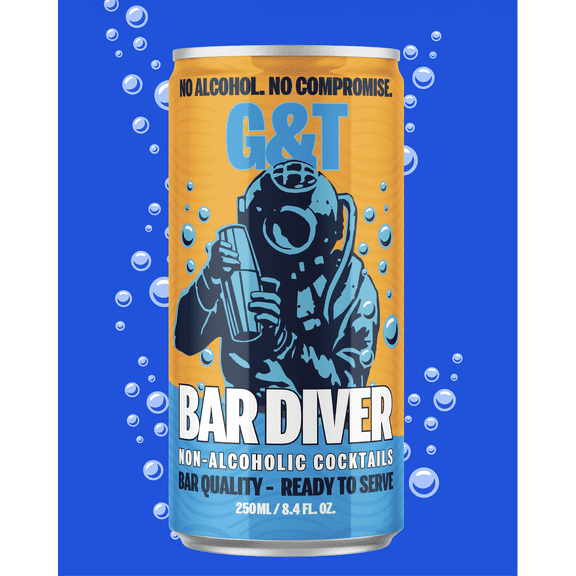 Bar Diver G&T Mocktail Craft Cocktail Mixer Non-Alcoholic Gluten-Free 4 Pack 250 mL