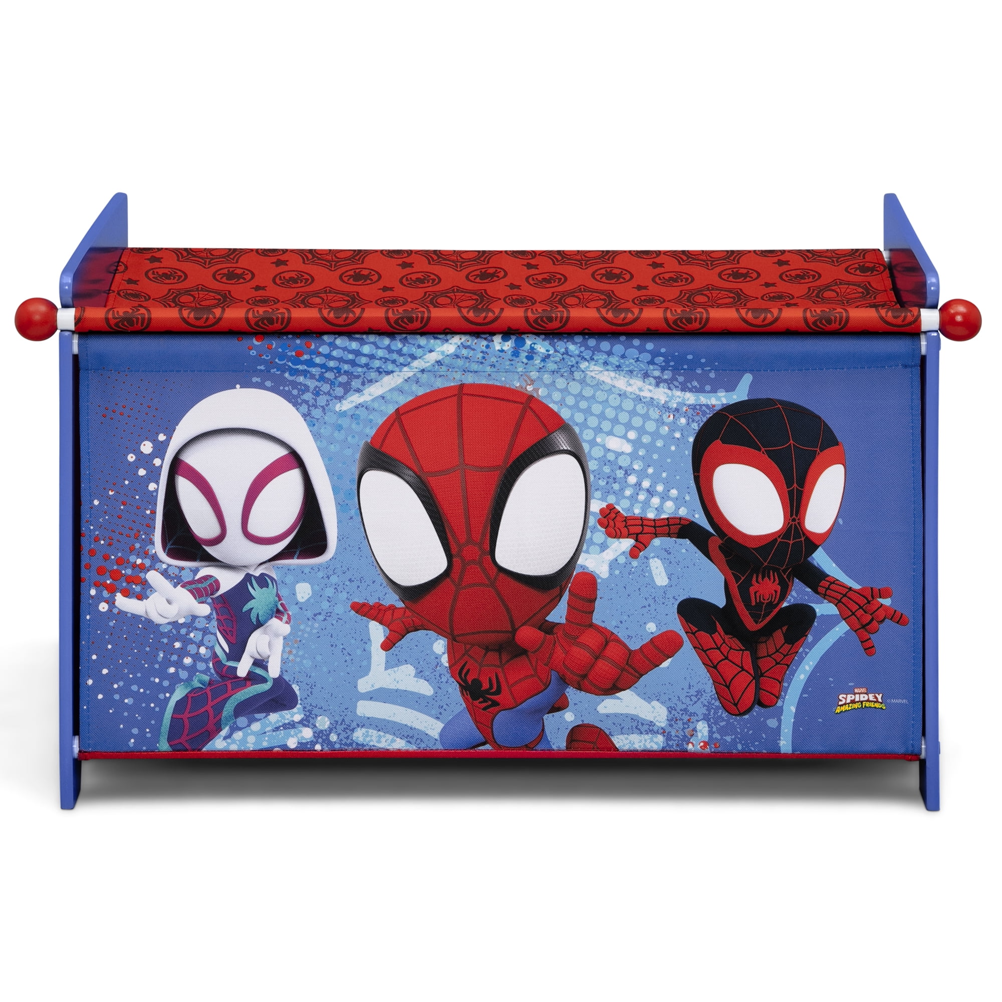 Marvel Spidey and His Amazing Friends Toy Box with Retractable Fabric Top by Delta Children, Blue