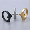 thumbnail image 2 of PAURO Women Men Stainless Steel Carved Ring Christian Sideways Cross Signet Style Ring Cross Christian Religious Ring Black Size 15, 2 of 4