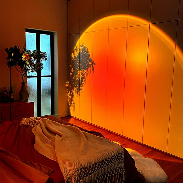 Sunset Projection Lamp, 180-Degree Rotating Rainbow Floor Projection