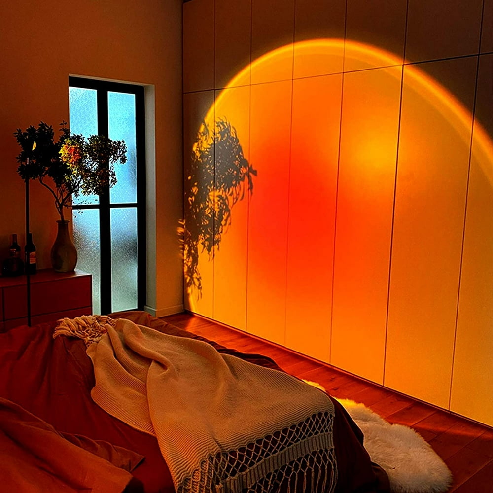 Sunset Projection Lamp, 180-Degree Rotating Rainbow Floor Projection