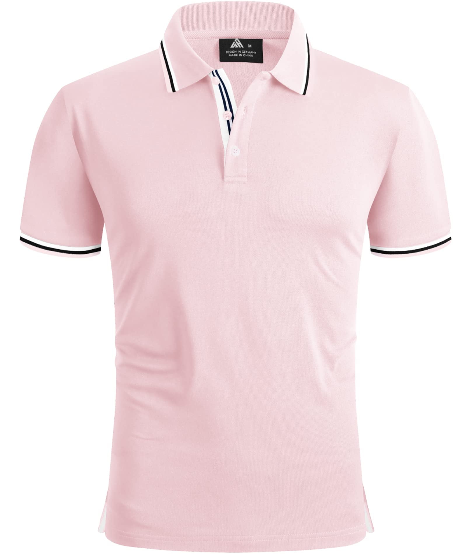 SCODI Polo Shirts for Men Short Sleeve Solid Color Causal Collared Golf  Tennis T-Shirt Men's Golf Polo Shirts Business Polo Shirts light pink 2XL 