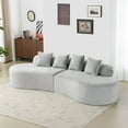thumbnail image 3 of Modern Simple Curved Flannelette Sofa, Creative Multi-Seater, Light Gray, Living Room, with Pillows, 3 of 9