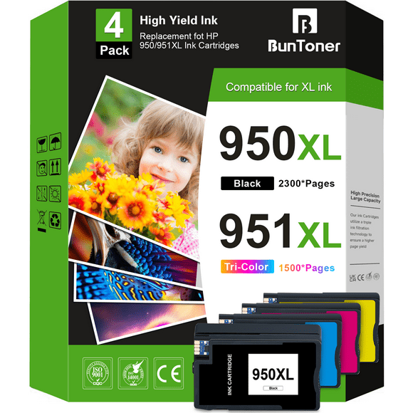 950XL 951XL Ink Cartridges Compatible for HP 950 and 951 ink cartridges Combo Pack for OfficeJet Pro 8600 8610 8620 (Black, Cyan, Magenta, Yellow)