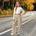 thumbnail image 2 of GiLiling Teen Girls Barrel Sweatpants High Waisted Fleece Baggy School Sweat Pants Barrel Leg Pants High Waisted Baggy Fit Pants (Beige, 7-8 Years), 2 of 7
