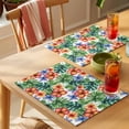 thumbnail image 4 of Blue Red Flower Placemats Set of 6, Green Leaf Tropical Plants Summer Non-Slip Place Mats Washable Table Mats for Kitchen Dining Table Decorations Indoor/Outdoor, 4 of 9