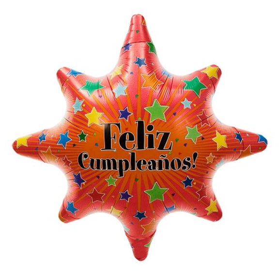 24 inch Feliz Cumpleanos Burst Northstar Foil Mylar Balloon - Party Supplies Decorations