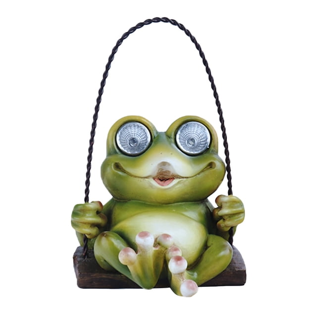Miangastore Solar Power Lamp Swing Frog Yard Lamp Outdoor Garden Solar Lamp Ornament