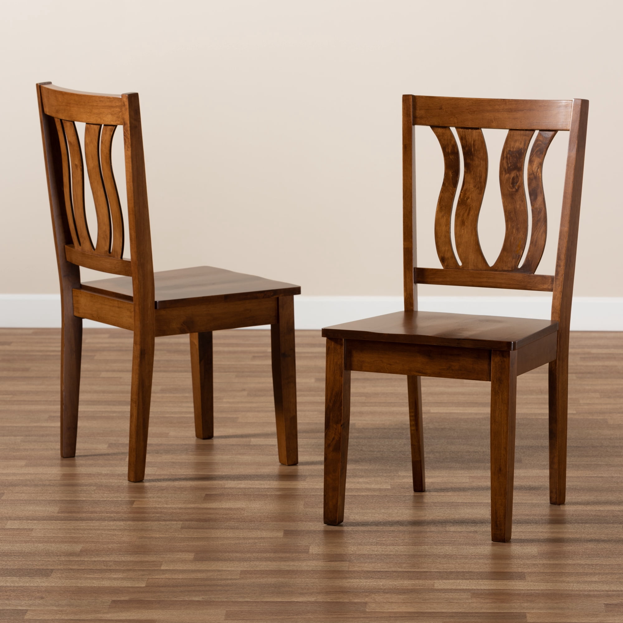 Baxton Studio Fenton Modern and Contemporary Transitional Walnut Brown Finished Wood 2-Piece Dining Chair Set