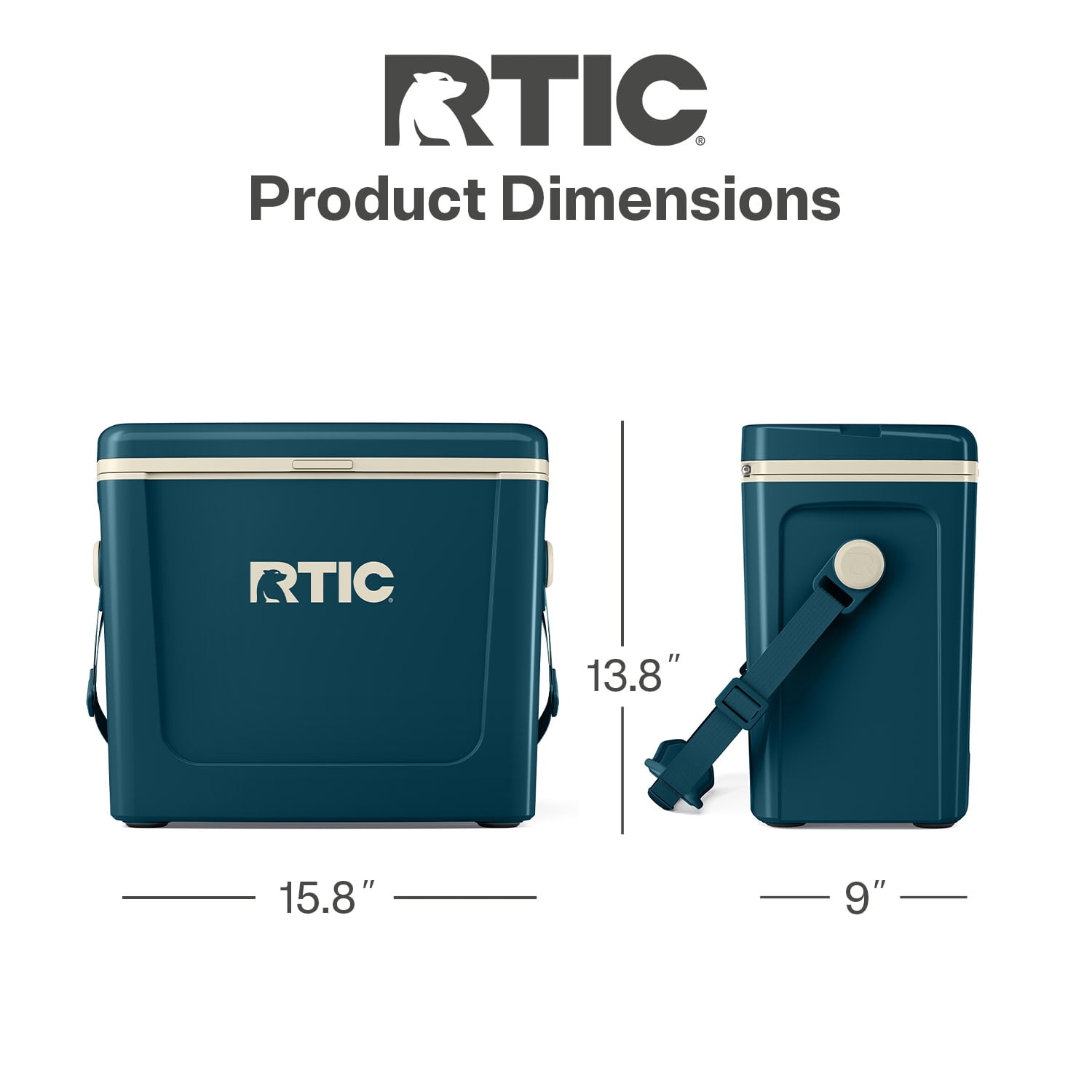 RTIC Road Trip 16 Qt Hard-Sided Cooler, Fits 20 Cans, Marine