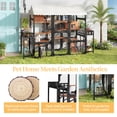 thumbnail image 3 of Eyisean 107.8" Wooden Catio Outdoor Cat Enclosure, Durable Walk In Kitty House with Plant Stands & Wire Mesh, Cats Playpen Cage with Climbing Ramp & Hiding Box, Waterproof Cover, for Multiple Kitty, 3 of 11