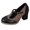 Black, variant on Women's Mary Jane Shoes Polka Dot Block High Heels Pumps Vintage Leather Patchwork Ankle Strap Closed Toe Dress Ballet Flat Dress Shoes