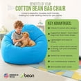 thumbnail image 5 of Monogrammed Cotton 31x33x20" Small Bean Bag Chair - w/Polystyrene Beads and CertiPUR Foam Filled Bean Bag for Teens and Kids - Forest Green, 5 of 11