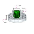 thumbnail image 5 of Bling Jewelry Womens Art Deco 3CT Rectangle Green CZ Emerald Cut Halo Engagement Ring Sterling Silver, 5 of 6