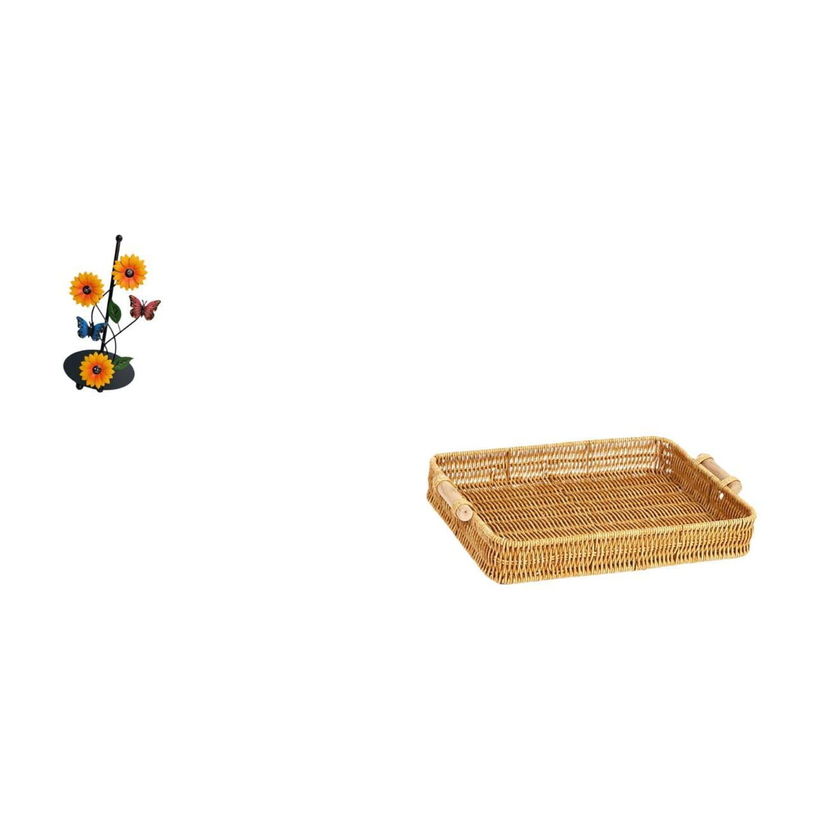 Fiocias Toilet Paper Holder Paper Towel Holder Countertop Kitchen Roll Holders Standing Paper Towel Storage Baskets Woven Kitchen Storage Baskets with Handles