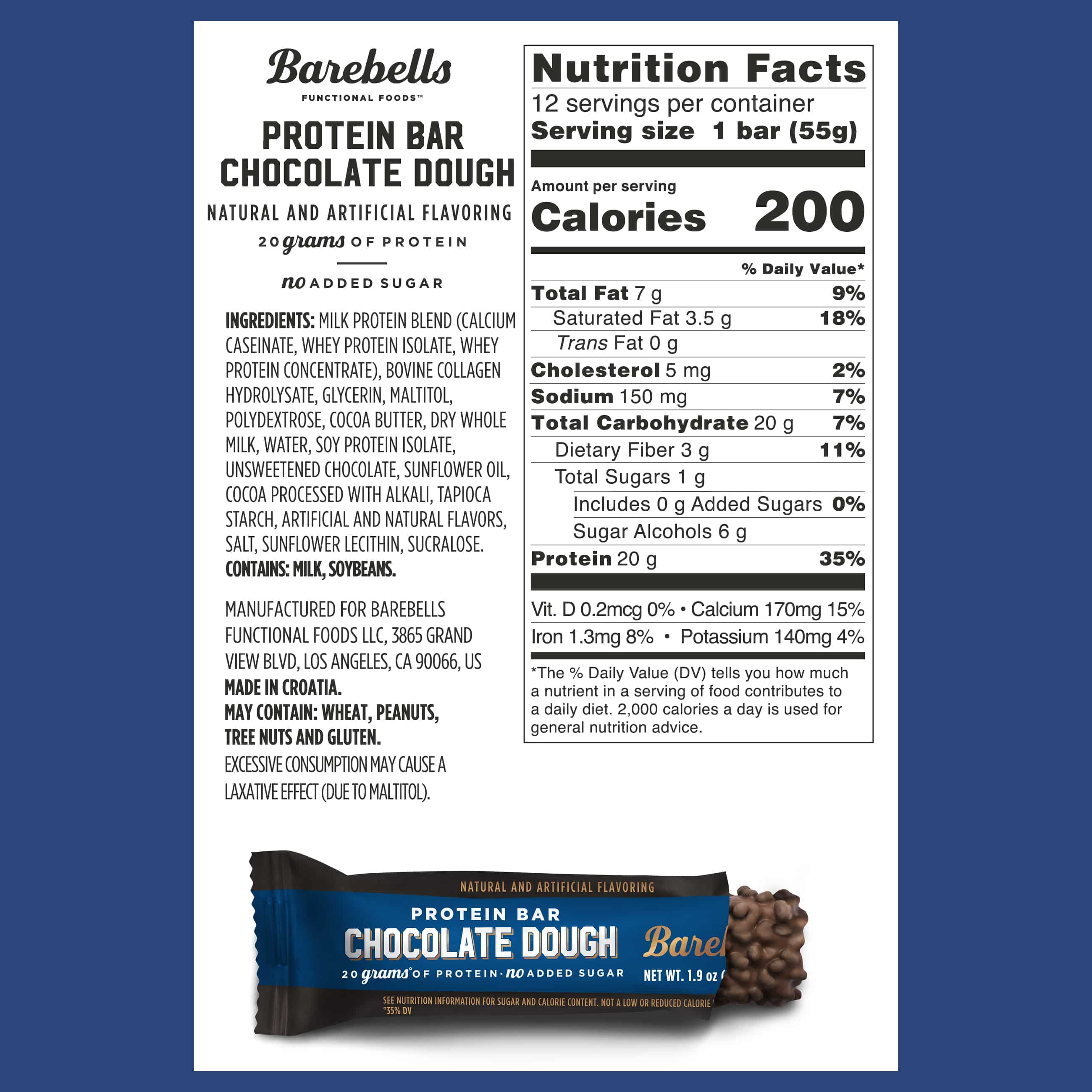 Barebells Protein Bars Brownie Dough - 12 Count, Pack of 2 - Protein Snacks with 20g of High Protein - Low Carb Protein Bar with 1g of Total Sugars - Perfect on The Go Low Carb Snack & Breakfast Bars