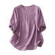 thumbnail image 2 of mfyjkho Tops Para Salir, Blusa De Moda Para Mujer Con Cuello En V, Manga Corta Y Botones Bordados De Lino Sintético Tops Para Hacer Ejercicio Xl, 2 of 8