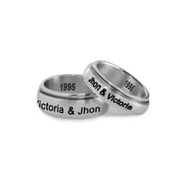 Personalized Stainless Steel Couples Gold Tone Spinner Ring with Cubic Zirconia for Him