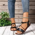 thumbnail image 4 of Summer Sandals For Women Boho Flat Heel Open Toe Ankle Straps Solid Color High Heel Shoes for Women Casual Outdoor Beach Vacation Holiday Fashion Black 42, 4 of 6