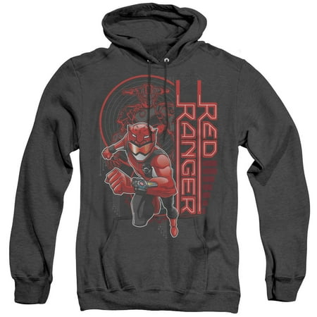 Power Rangers Red Ranger Adult Heather Hoodie Sweatshirt Black