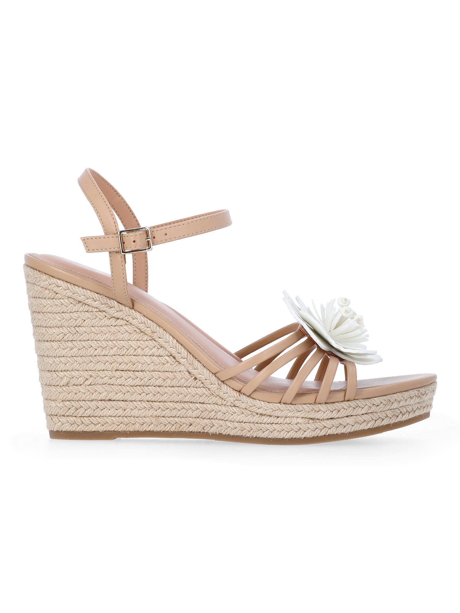 Time and Tru Women's Flower Espadrille Wedge Sandals