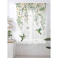 thumbnail image 2 of Sheer Curtains 63 Inch Length, Green Eucalyptus Leaves Semi Sheer Curtains Light Filtering Window Treatment, Birds Flowers Spring Watercolor Floral Privacy Voile Drapes for Living Room 52x63 Inch, 2 of 7