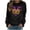 Tops-A3Black, variant on LEKWK Mardi Gras Shirts Mask Graphic Print Crew Neck Long Sleeve Graphic Tees Sparkly Details Casual Party Trendy Tops Outfits