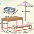 thumbnail image 3 of Qaba Kids Picnic Table, Wooden Outdoor Table and Bench Set w/ Umbrella Pink, 3 of 10