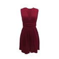 thumbnail image 4 of Swanpen Women's V Neck Sleeveless Ruched Skort Romper Short Jumpsuit with Side Pockets Summer Casual Beach Outfit, 4 of 4