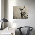 thumbnail image 4 of JEUXUS Deer Canvas Wall Art, Rustic Elk with Big Antlers, Animal Head Picture Grey and White, Hunting Artwork Painting for Living Room Home Office Decorations, Framed, Decor 20x16in, 4 of 6